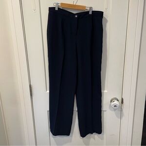 Pendleton Women Dress Pants Size 12P Navy Blue Flat Front Flowy Career Petite